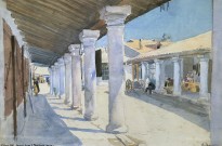 Н. Е. Лансере - Каглык-базар в Евпатории (Крым), 1928 (бумага на картоне, акварель)