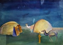 П. В. Кузнецов - Степь, 1914 (бумага, акварель, тушь, перо)