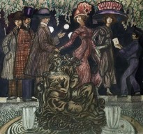 С. Ю. Судейкин - У фонтана, 1910-20-е гг. (картон, гуашь)