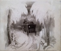 С.В. Чехонин - Дилижанс, 1908-1910 гг., Бристольский картон, акварель, Частное собрание, Санкт-Петербург