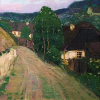 Ф. Э. Рушиц - Дорога в деревне (первая треть XX в.), холст, картон, масло