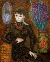 Вероника Бостанжогло - Автопортрет с хохломской вазой, 1981