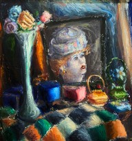 Екатерина Григорьева - Натюрморт с головой женщины, 1989 (холст, масло)