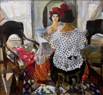 Михаил Демидов - Девушка у зеркала. Портрет Л. Н. Агалаковой, 1924 (холст, масло)