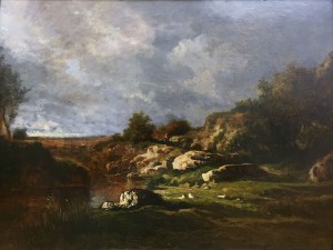 Гектор Аллеман - Пруд Фриньон, 1856 (холст, масло).