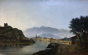 Жан Ашар - Вид на Гренобль с набережной Грейля, 1837 (холст, масло).