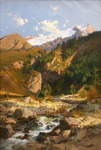 Лоран Гюеталь - Поток Чалвачере, ледники Трабучет и Мейе, 1888 (холст, масло).