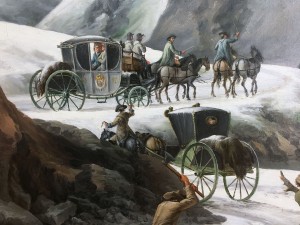 Франческо Фосчи - Горный снежный пейзаж с дилижансом, ок. 1750 (фрагмент).