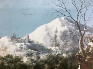 Франческо Фосчи - Горный снежный пейзаж с дилижансом, ок. 1750 (фрагмент).