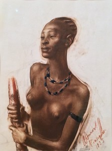 Александр Яковлев - Портрет женщины из племени мангбету, 1925 (бумага, сангина)