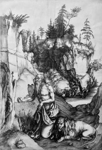 Альбрехт Дюрер - Покаяние святого Иеронима, 1496 (бумага, гравюра на меди)