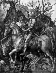 Альбрехт Дюрер - Рыцарь, смерть и дьявол, 1513 (бумага, гравюра на меди)