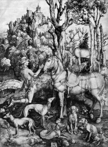 Альбрехт Дюрер - Святой Евстафий, 1501 (бумага, гравюра на меди)