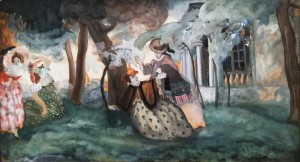 Борис Григорьев - В поместье, начало 1910-х (картон, темпера, масло)