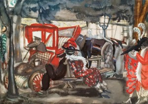 Борис Григорьев - Улица в Париже, 1913 (бумага, графитный карандаш, темпера)