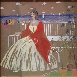 Василий Кандинский - Женщина у моря, 1904 (бежевый картон, гуашь)