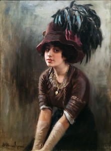 Виктор Штембер - Портрет девушки в шляпе, нач. XX в. (холст, масло)