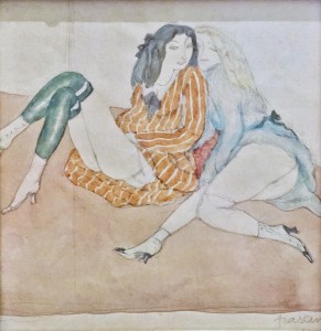 Жюль Паскин - Две шлюхи, сидящие на полу, 1909 (бумага, акварель, графитный карандаш)