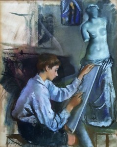 Зинаида Серебрякова - Портрет сына Александра в студии, 1922 (бумага, пастель)