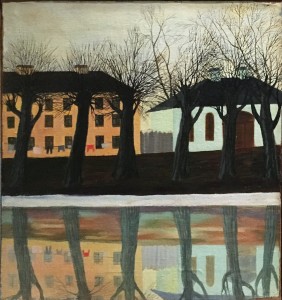 Татьяна Глебова - Городской пейзаж с деревьями, 1934 (холст, масло)