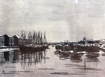 Анна Остроумова-Лебедева — Дворец Бирона и барки, 1916