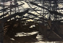 Анна Остроумова-Лебедева — Снасти, 1917 (цветная ксилография)