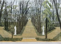 Анна Остроумова-Лебедева — Царское село.  Аллея, 1905 (цветная ксилография)