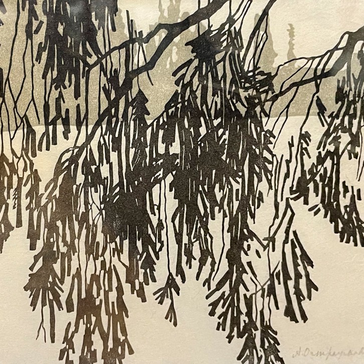 Анна Остроумова-Лебедева — Ветка (цветная ксилография, 3 доски), 1902