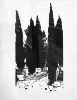 Анна Остроумова-Лебедева — Кипарисы на кладбище, 1902 (ксилография)