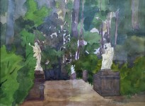 Анна Остроумова-Лебедева — Мостик с Центаврами, Павловск, 1922-1923 (бумага, акварель)