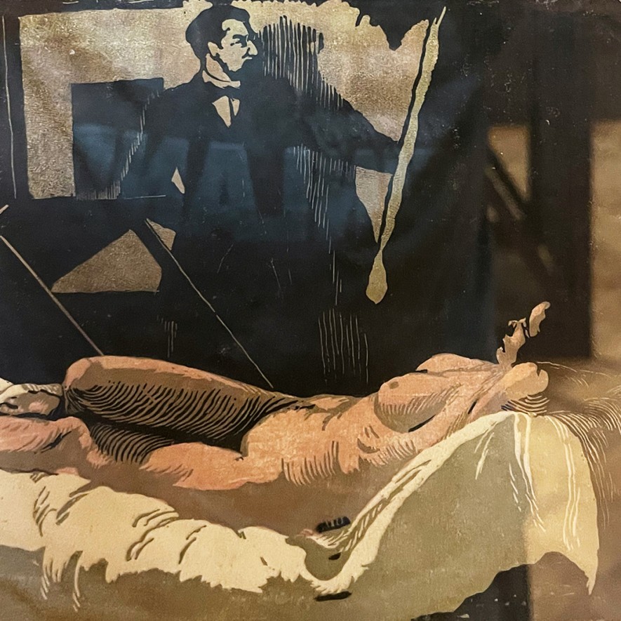 Анна Остроумова-Лебедева — Художник и натурщица, 1898 (цветная ксилография, 4 доски)