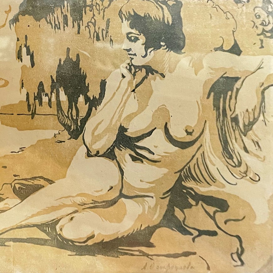 Анна Остроумова-Лебедева — Натурщица под деревом, 1900 (цветная литография, 2 доски)
