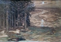 Аполлинарий Васнецов - Весенние сумерки. Река Вятка, 1900-е (картон, акварель, графитный карандаш)