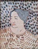 Владимир Бурлюк - Женский портрет, конец 1900-х (бумага, тушь, цветной карандаш)