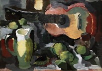 Владимир Лебедев - Гитара, кувшин и яблоки, 1930 (холст, масло)