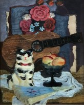 Владимир Лебедев - Гитара с игрушечной кошкой, 1930 (холст, масло)
