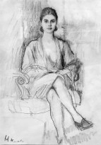 Владимир Лебедев - Сидящая в кресле, 1948 (бумага, графитный карандаш)