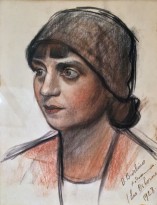 Давид Бурлюк - Портрет художницы Лю Осборн, 1928 (бумага, цветной карандаш)