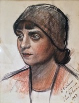 Давид Бурлюк - Портрет художницы Лю Осборн, 1928 (бумага, цветной карандаш)