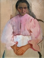 Зинаида Серебрякова - Девушка в розовой кофте, 1900-е (бумага, акварель)