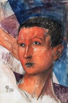 Кузьма Петров-Водкин - Голова юноши, 1916 (бумага, акварель, графитный карандаш)