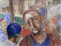 Кузьма Петров-Водкин - ташкентский этюд (в чайхане), 1921 (бумага, акварель)