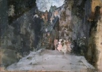 Николай Сапунов - Улица Севильи перед домом доктора Бартоло, 1905 (картон, темпера)