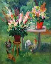 Николай Тырса - Петух и куры, 1935 (холст, масло)