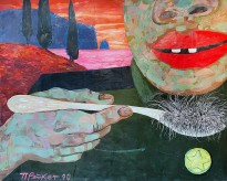 Петр Рейхет — Волосатый суп, 1990 (холст, смешаная техника)