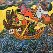 Петр Рейхет — Китоостров, 1990 (холст, масляная пастель)