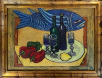 Петр Рейхет — Натюрмот с летучей рыбой, 1998 (холст, масляная пастель)