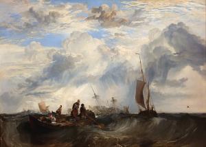 Entrance to the Meuse Orange-Merchant on the Bar, Going to Pieces Brill Church bearing S.E. by S., Masensluys E. by S. exhibited 1819