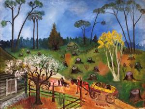 Арон Дейец - Пейзаж с повозкой, 1930