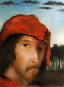 Дитер Вайденбах - Автопоортрет в образе студента, 1969 (ДСП, масло, 30х22 см)